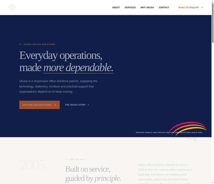 Ukusa Office Solutions live website homepage
